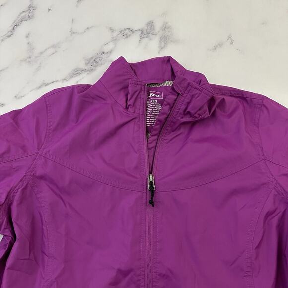 LL Bean Womens Windbreaker Jacket Size M Reg Purple Full Zip Up Lightweight - Picture 2 of 11